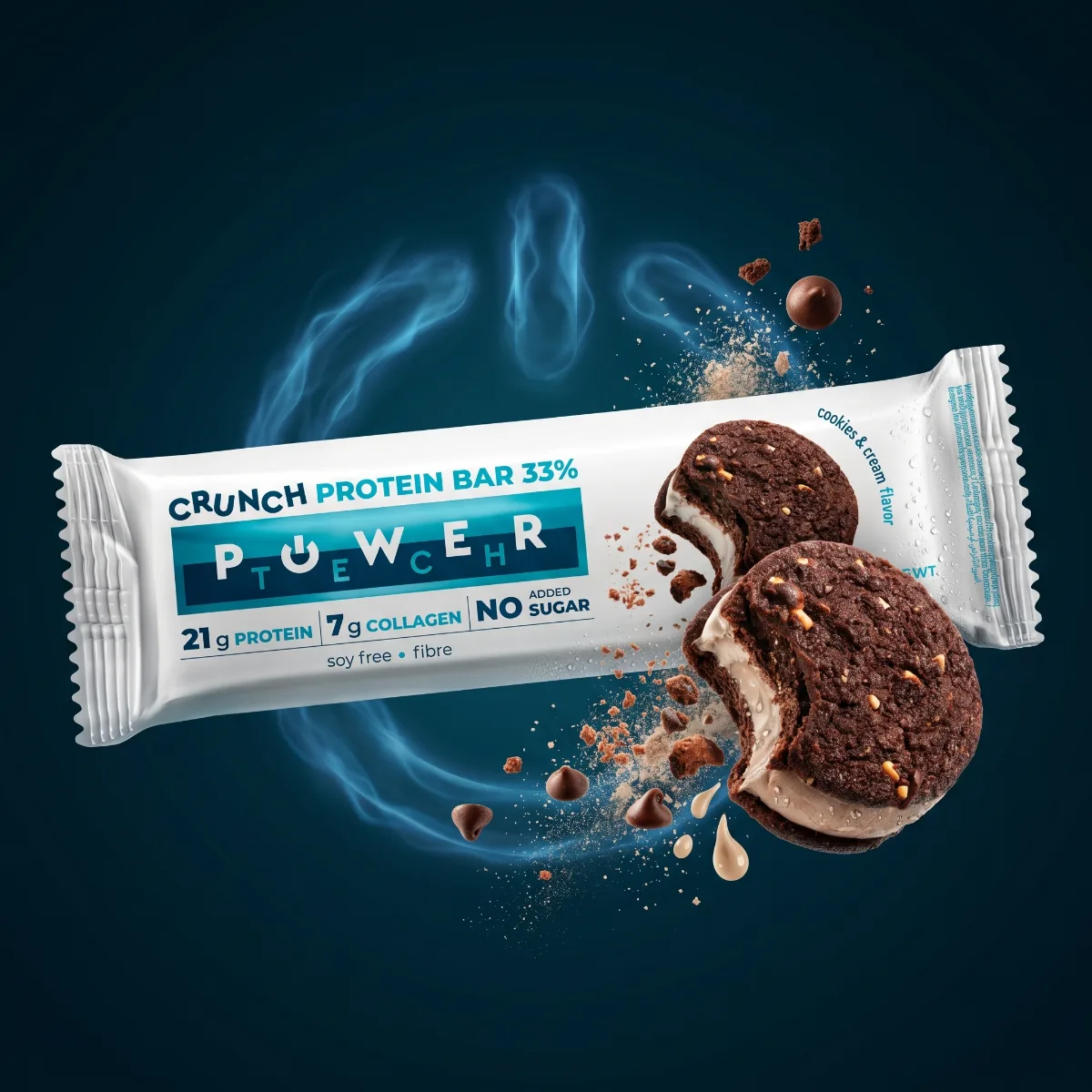 Power Tech Crunch Protein Bar 33% с вкус на бисквита и крем 65г - натурален продукт от Dobri Delev